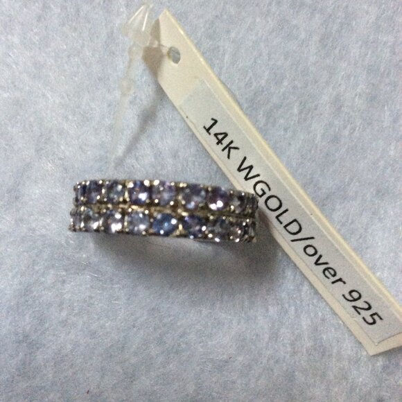 14k WHITE GOLD Round Blue Tanzanite 2.5mm Ring MSRP $525 - Picture 4 of 6